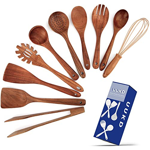 Utensilios De Cocina De Madera, Set De 10 Piezas, Utens...