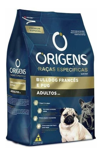 Alimento Origens Premium Especial Raças Específicas Bulldog Francês E Pug para cão adulto de raça pequena sabor frango e cereais em sacola de 1kg