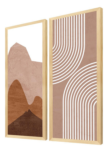 Kit 2 Quadros Elegante Geométricos Linhas E Formas Para Sala