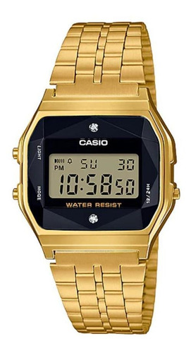 Relogio Feminino Casio Dourado Quadrado Com Diamante