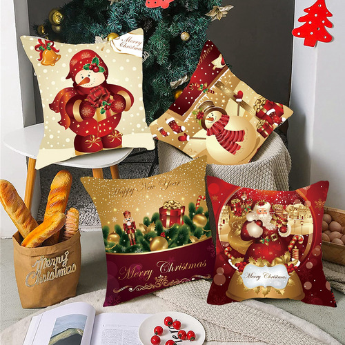 Funda De Almohada Decorativa Navideña De 45 X 45 Cm, 4 Unida