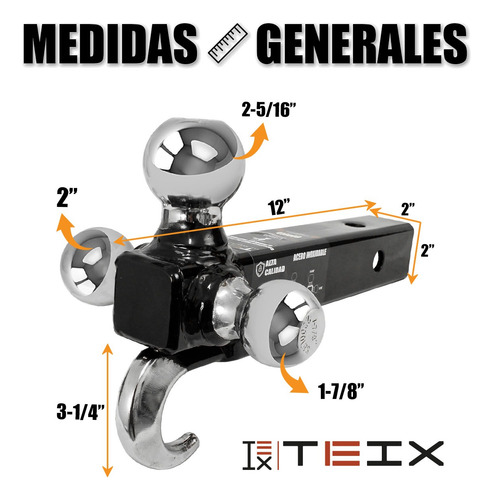 Tiron De Arrastre Remolque Tipo Cople Triple Bola Y Gancho