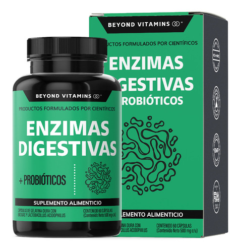 Suplemento Alimenticio Enzimas Digestivas Probióticos Beyond Vitamins Sin Sabor Digestive Enzymes 60 Cápsulas