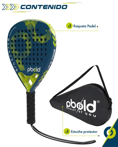Raqueta Pala Padel Profesional Pbold Superficie De Fibra De Carbono Eva Ultra Light 38mm Grip Tennis Raqueta & Estuche De Transporte Deporte Premium Pro Pure Aero Flex