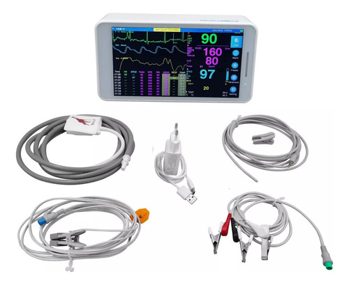 Monitor Veterinario De Signos Vitales Portátil de 5 Parametros NIBP, SpO2, ECG, PR, TEMP Recargable Con Pantalla Touch 5.5 pulgadas - Marca Choisemed