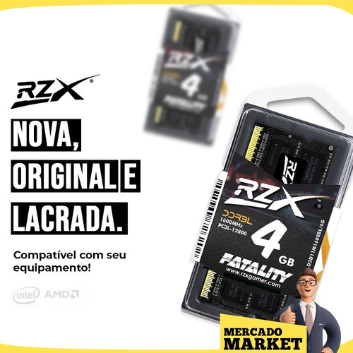 Imagem 6 de 7 de Memória Ram Fatality 4gb 1x4gb Rzx-d3d11m1600bl/4g