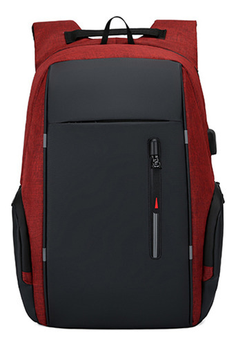 Mochila para portátil de 17 pulgadas con puerto USB, moderno color rojo