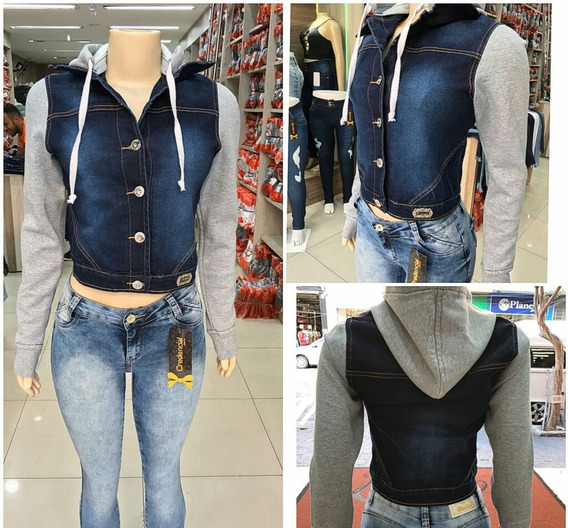 jaqueta jeans com moletom mercado livre