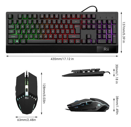 Combo De Teclado Y Ratón Para Juegos Rii Rk400 Rgb, Mech Con