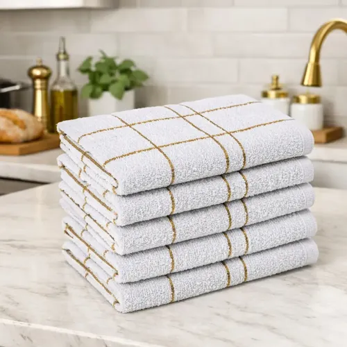Kit 10 Pano Cozinha Louça Grande Xadrez Branco Alta Absorção Branco ​Xadrez