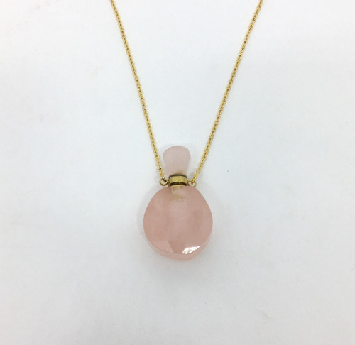 Imagem 1 de 2 de Colar Com Pingente De Frasco Quartzo Rosa