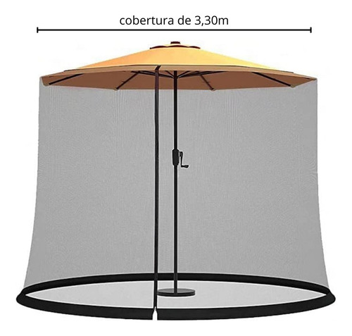 Ombrelone Base Central Redondo 3.3m + Tela Mosqueteiro Bege