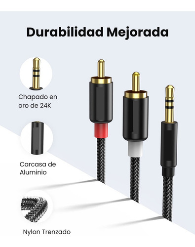 Cable Rca 2en1 Cable De Audio Coneccion 3.5mm 3 Metros
