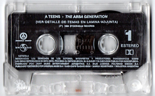 A Teens - The Abba Generation (1999) Cassette Orig Ateens (Usado)