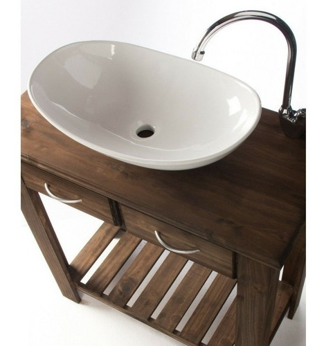 Imagen 1 de 3 de Combo Bacha Ovalada Griferia Cisne 80cm Vanitory Baño