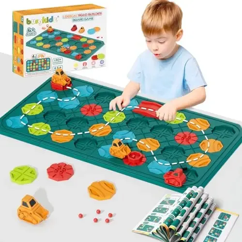 burgkidz Juegos de Mesa Stem Juguetes Logica Ninos, Gran Tamaño 56 x 56CM Gran Tablero Laberinto Lógico Rompecabezas para Multijugador y Familia, Regalos de Cumpleaños Educativos 4 5 6 7 8 años
