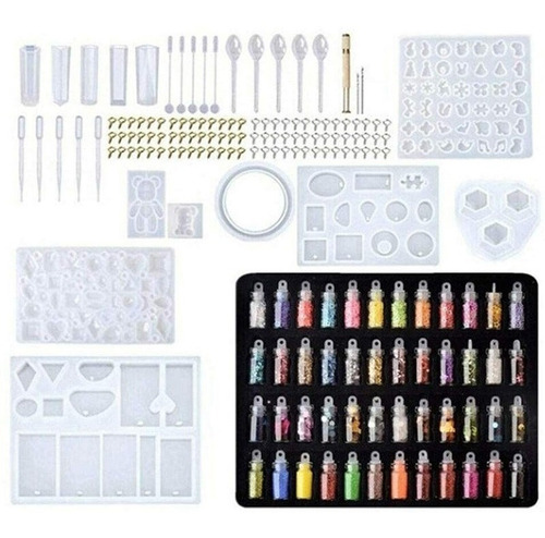 Kit Molde De Cola Cristal E Resina Para Bijuteria 227 Peças