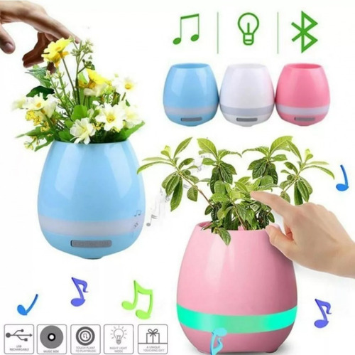 Imagen 4 de 6 de Maceta Magica Musical Luz Led Parlante Bluetooth Deco Nordic