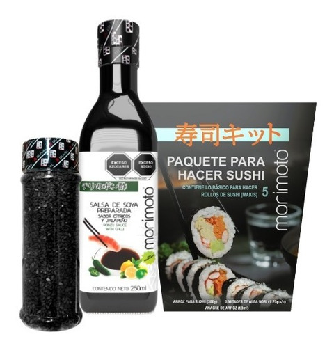 Kit Para Hacer Sushi+ponzu Jalapeño 250ml+ajonjoli Negro 75g