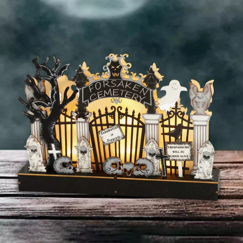 Adornos De Madera Para Halloween, Decoración De Mesa