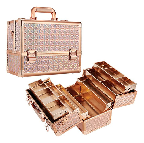 Estuche Profesional De Maquillaje (dorado Rosa)