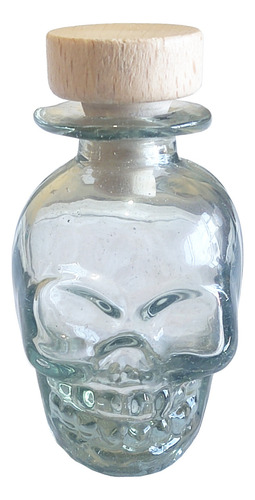 Botellita Craneo Mini Vidrio Artesanal Tapon Corcho Madera