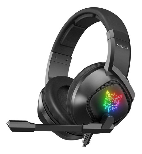 Imagen 1 de 2 de Auriculares gamer Onikuma K19 negro con luz rgb LED