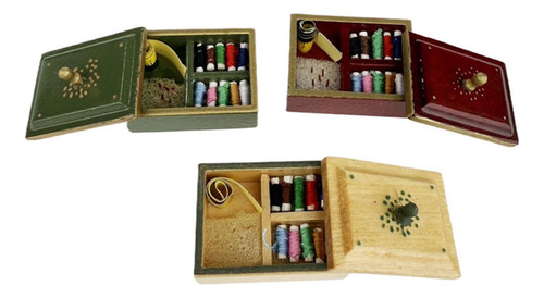 1/12 Kit De Herramientas De Coser A Escala Accesorios Rojo