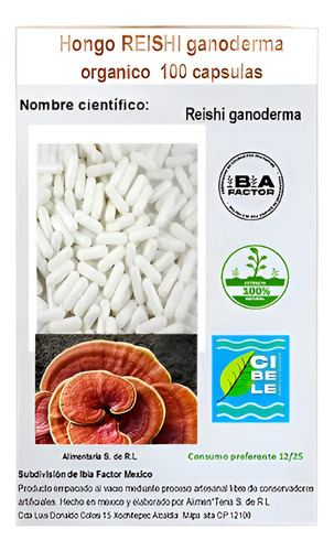 Suplemento Natural En Cápsulas Reishi (ganoderma) 100 Cap.