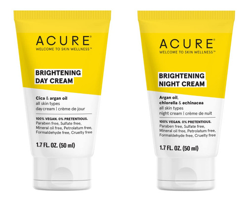 Acure Paquete Do De Crema Iluminadora Para Da Y Noche, 100%