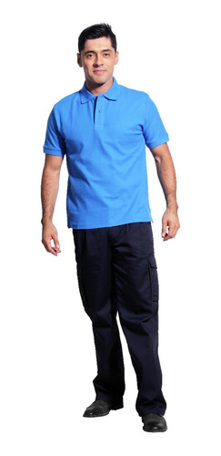 Pantalon Gabadina Cargo Azul Pinzado, Excelente Calidad