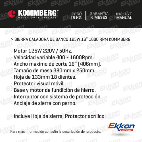 Sierra Caladora Banco Kommberg 125w 16pl Ingletadora Vel Var