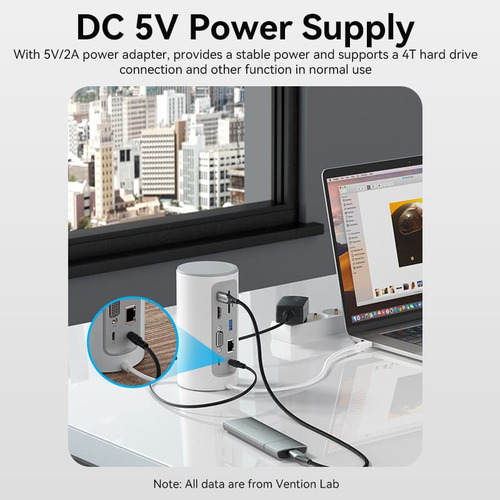 Vention TPHWC-EU docking station 12 en 1 usbc hdmi vga rj45 sd/tf usb
