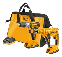 Comprar Kit Atornillador 20v + Rotomartillo 20v Ingco P20s Ckli20 Ma Color Amarillo
