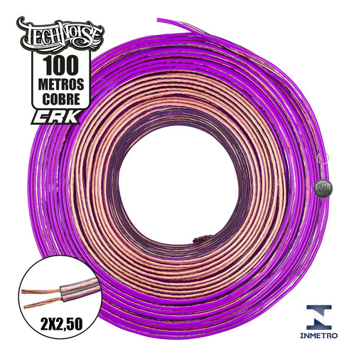 100m Cabo Paralelo Technoise Crk Pvc Flexivel Cobre 2x2,50mm