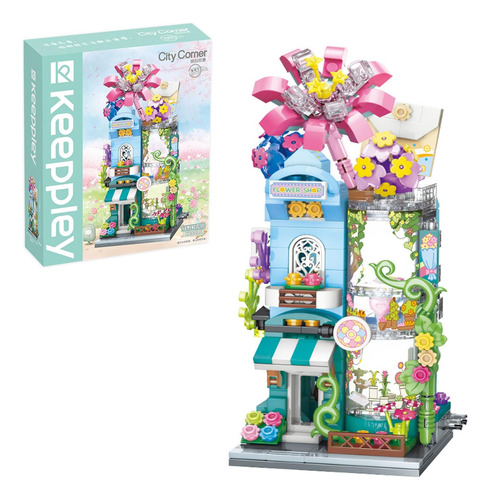 Little Froggy City Corner Model Flower House Kit De Bloques 