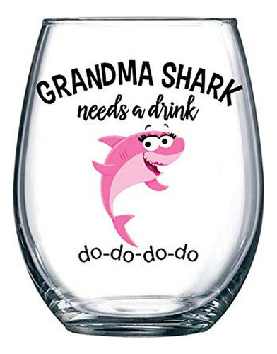 Grandma Shark Necesita Una Copa De Vino Divertida, Regalo Pa
