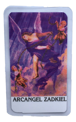 Estampa Plastificada Arcangel Zadkiel Oracion X 30 Pai Joao