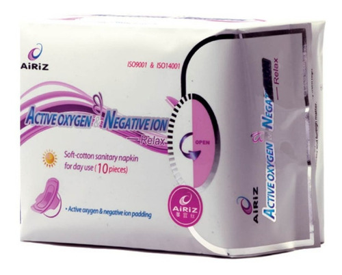 Toallitas femeninas Airiz Active oxygen & Negative ion Día con alas 10 u