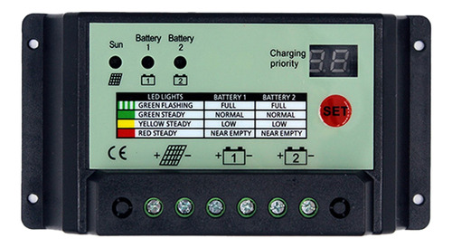 Controlador De Carga Solar De Doble Batería Pwm 12v 24v Syst