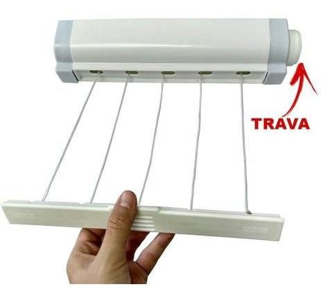 Imagem 4 de 7 de Varal Retrátil De Parede Automático - Secalux