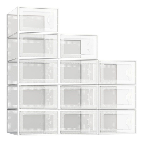 12 Pzs Zapatera Caja Apilable Plegable Organizador Multiusos