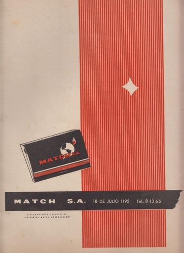 1954 Publicidad Vintage De Fosforos Cerillas Match Uruguay