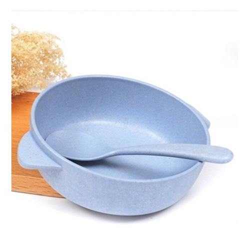 Imagen 2 de 4 de Plato Bowl + Cuchara De Fibra De Bambú Para Bebé Ecofriendly