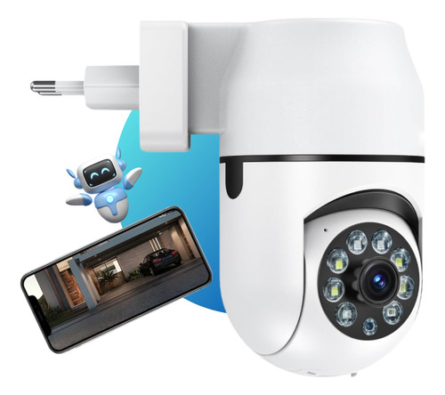 Câmera De Segurança Tomada V380 Wifi Ip Hd Visão Noturna 360