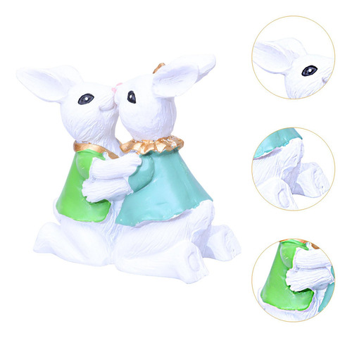 Figura Decorativa De Conejos Besándose De Pascua Para El