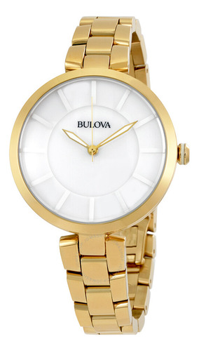 Reloj Bulova 97l142 Dress White para mujer, 38 mm, fondo blanco