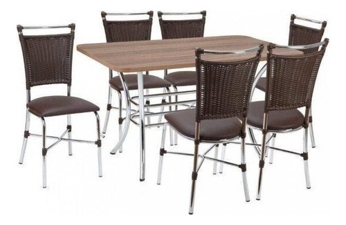 Conjunto Mesa Retangular Em Mdp E 6 Cadeiras 1892 Cozinha Wt