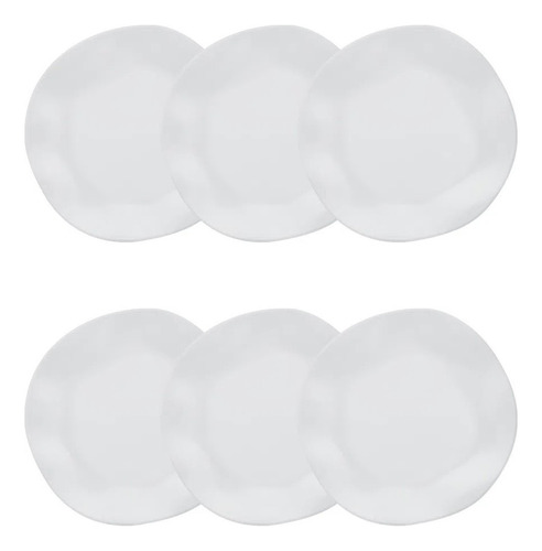 Conjunto De 6 Pratos Fundos Ryo White 22,5cm Branco Oxford