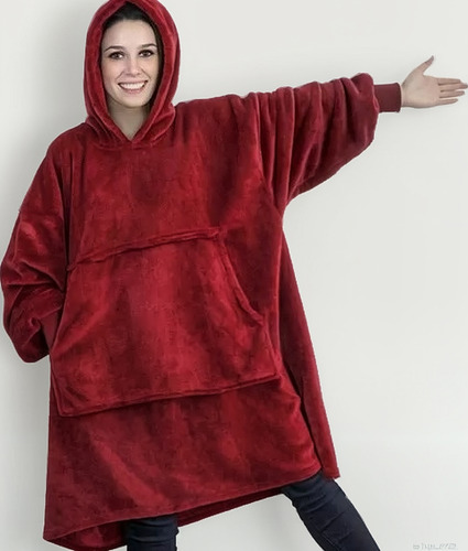 Bata Con Capucha Salida De Baño Para Mujer Y Hombre Poleron Con Bolsillos Sudadera De Polar Sherpa Calienta Rapido Forro Polar Maxi Polerones 